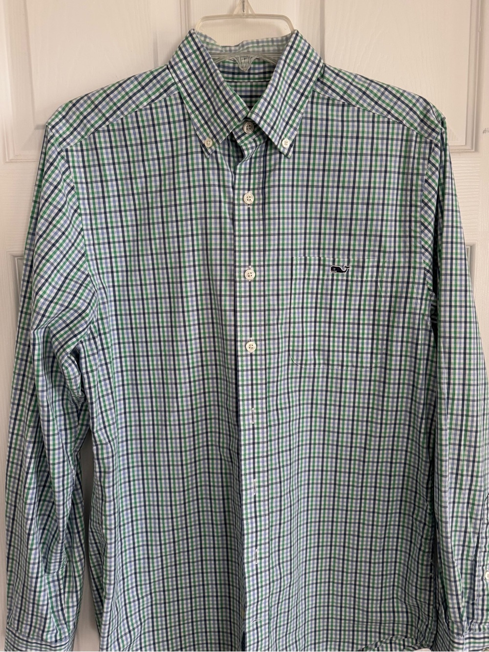 Vineyard Vines Green and Blue Plaid Button-Down Shirt